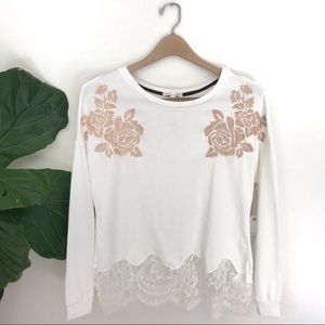 Buckle Coco + Jamison Vintage Ivory Knit Lace Top!